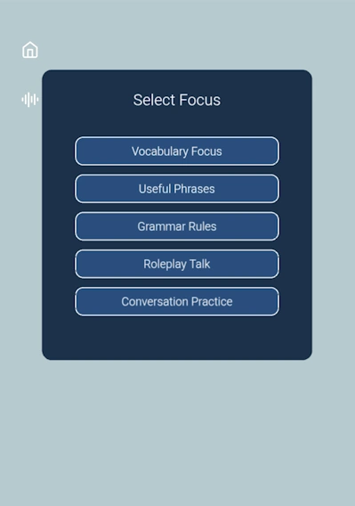ChitrChat lesson focus selection screen