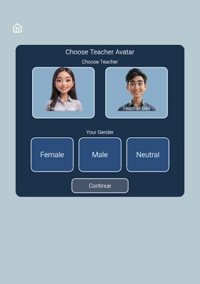 ChitrChat AI teacher avatar selection with gender options